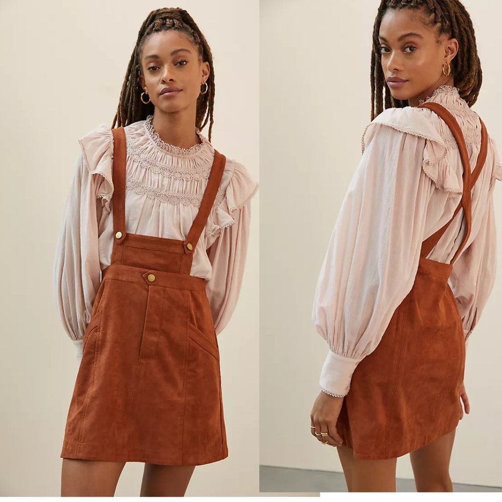 new Anthropologie Pilcro Sueded Overall Skirt size 14